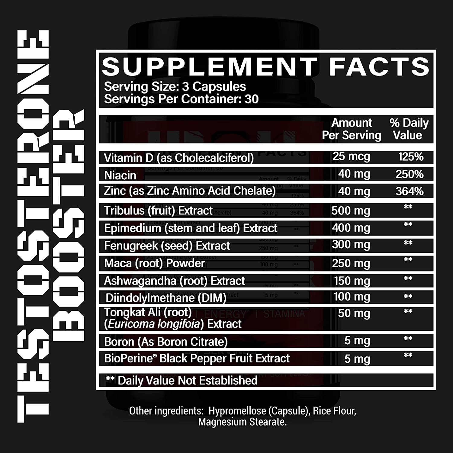 Testosterone Booster for Men - Estrogen Blocker - Supplement Natural Energy, Strength & Stamina - Lean Muscle Growth - Promotes Fat Loss - Increase Male Performance