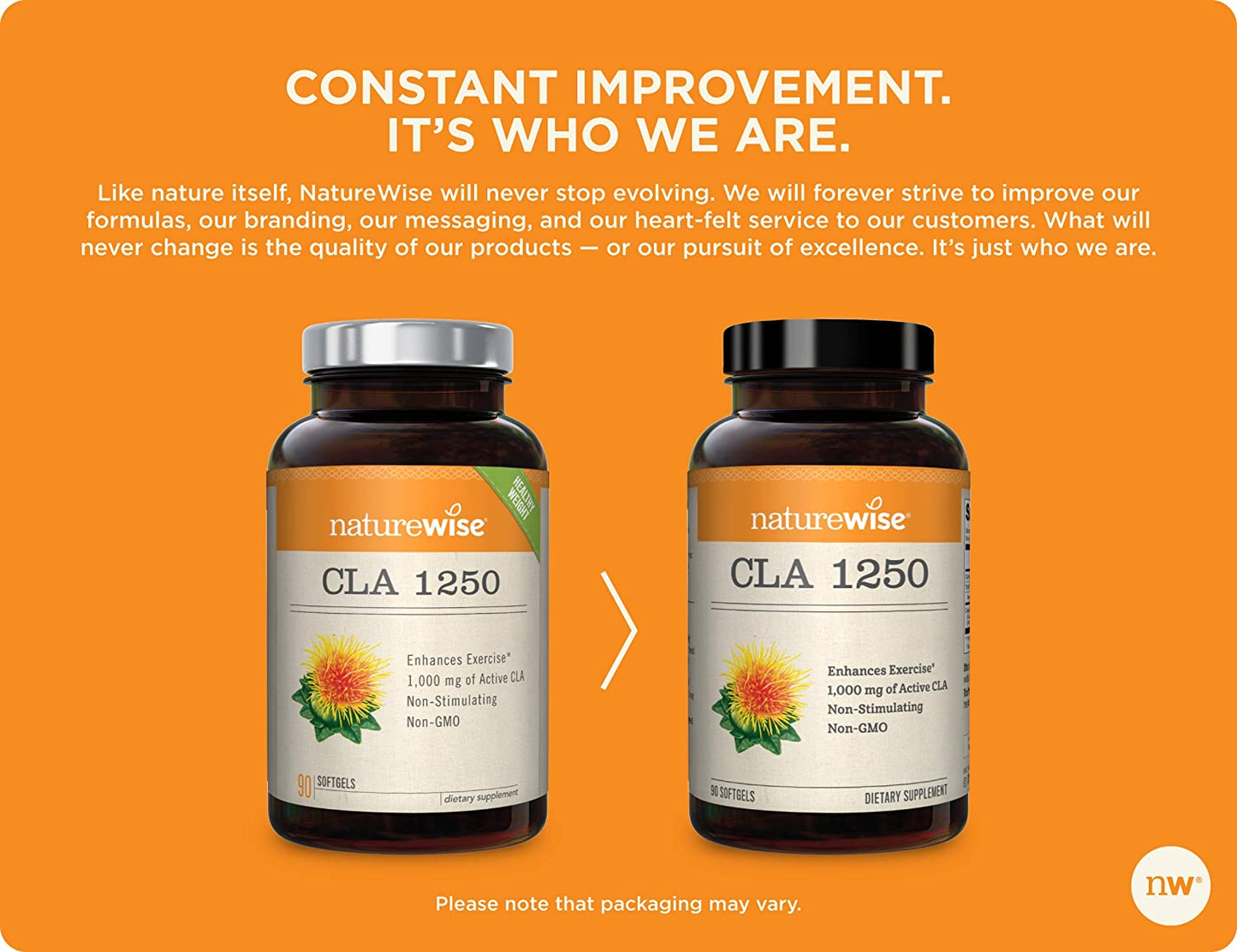 CLA 1250 Natural Exercise Enhancement (1-Month Supply), Support Lean Muscle Mass, Promote Energy, Non-Stimulating, Non-Gmo, Gluten-Free, & 100% Safflower Oil (Packaging May Vary) (90 Count)