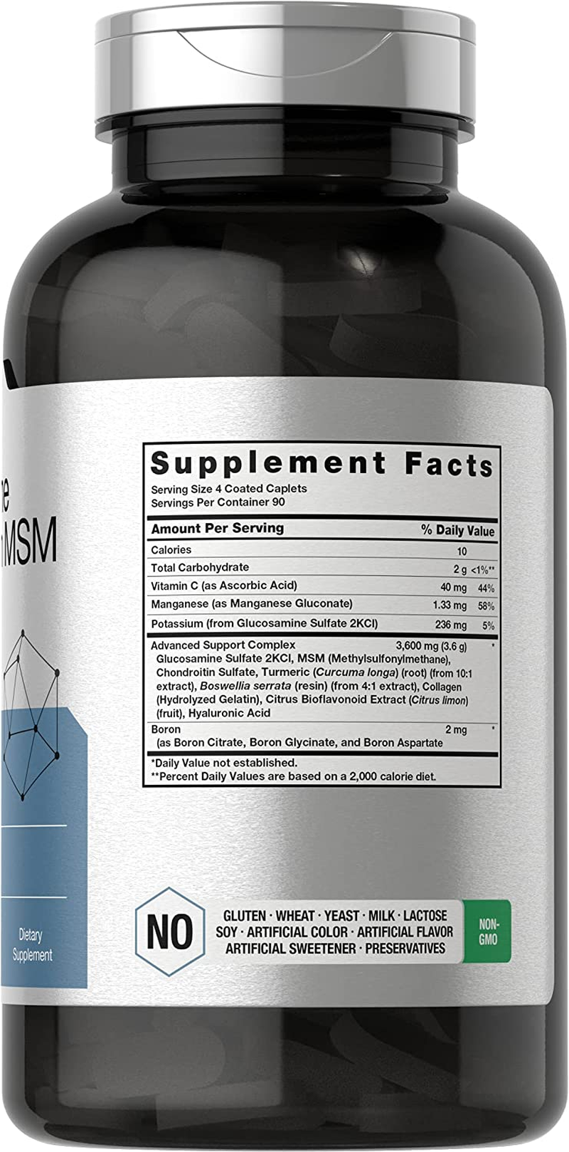 Glucosamine Chondroitin | 3600 Mg | 360 Caplets | MSM and Turmeric | Advanced Formula | Non-Gmo, Gluten Free | by Horbaach