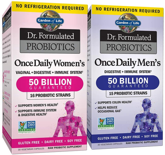 Probiotic Bundle: Dr. Formulated Once Daily Women’S & Men'S Probiotics, 50 Billion CFU Shelf Stable, Non-Gmo Probiotic for Men & Women with Prebiotic Fiber, 30 Capsules Each