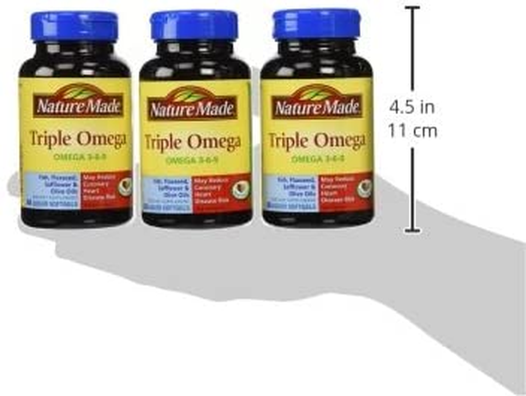 Triple Omega 3-6-9, 60 Softgels, Omega Supplement for Heart Health (Pack of 3)