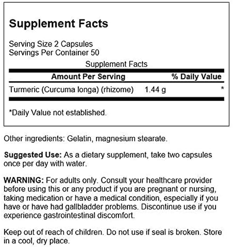 Premium Brand Turmeric Whole Root Powder, 720 Mg, 100 Gelatin Caps