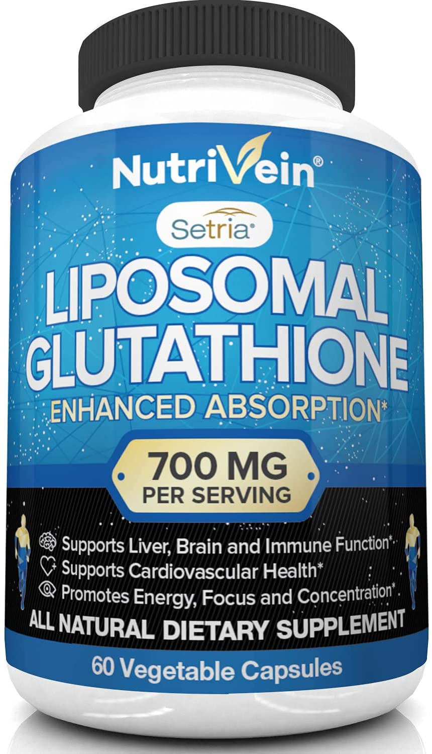 Liposomal Glutathione Setria® 700Mg - 60 Capsules - Pure Reduced Glutathione - Master Antioxidant for Optimal Cell Protection, Liver Detox, Cardiovascular Health, Brain and Immune Function