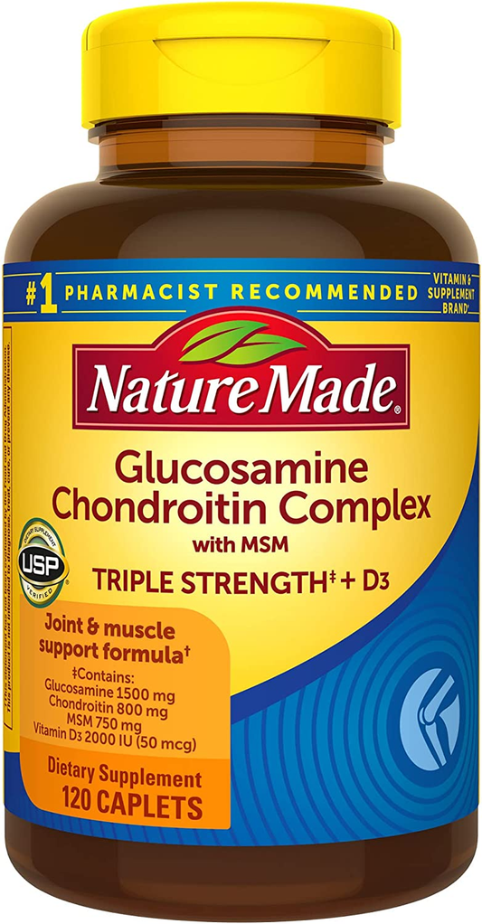 Glucosamine Chondroitin Complex with MSM, Dietary Supplement for Joint Support, 120 Caplets, 60 Day Supply