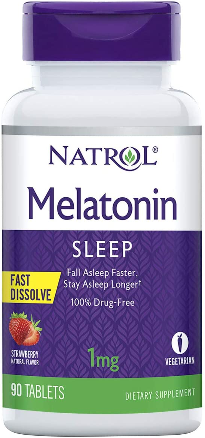 Melatonin Fast Dissolve Tablets, Helps You Fall Asleep Faster, Stay Asleep Longer, Easy to Take, Dissolves in Mouth, Strengthen Immune System, Maximum Strength, Strawberry Flavor, 1Mg, 90 Count