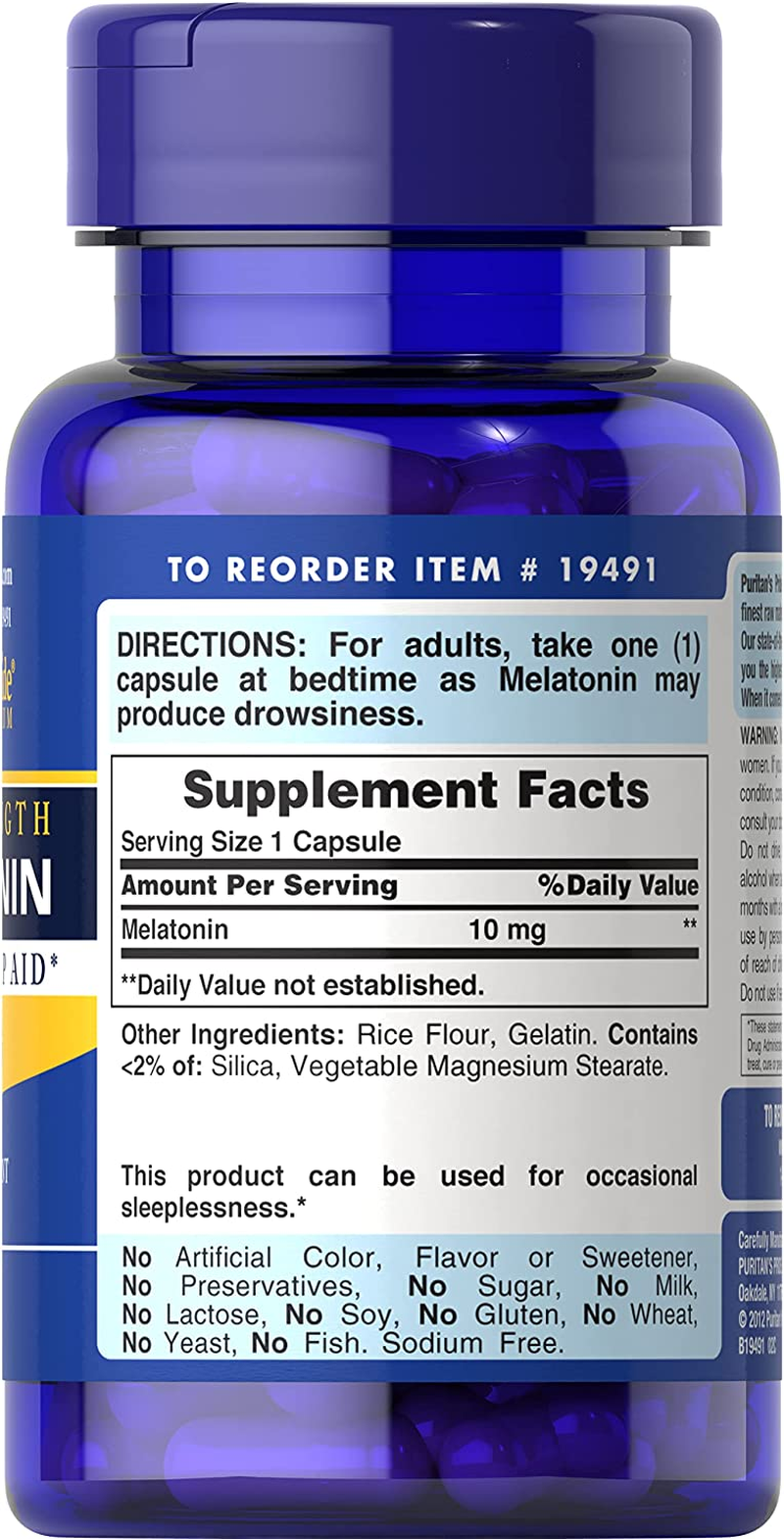 Super Strength Melatonin 10Mg Rapid Release Capsules, 60-Count