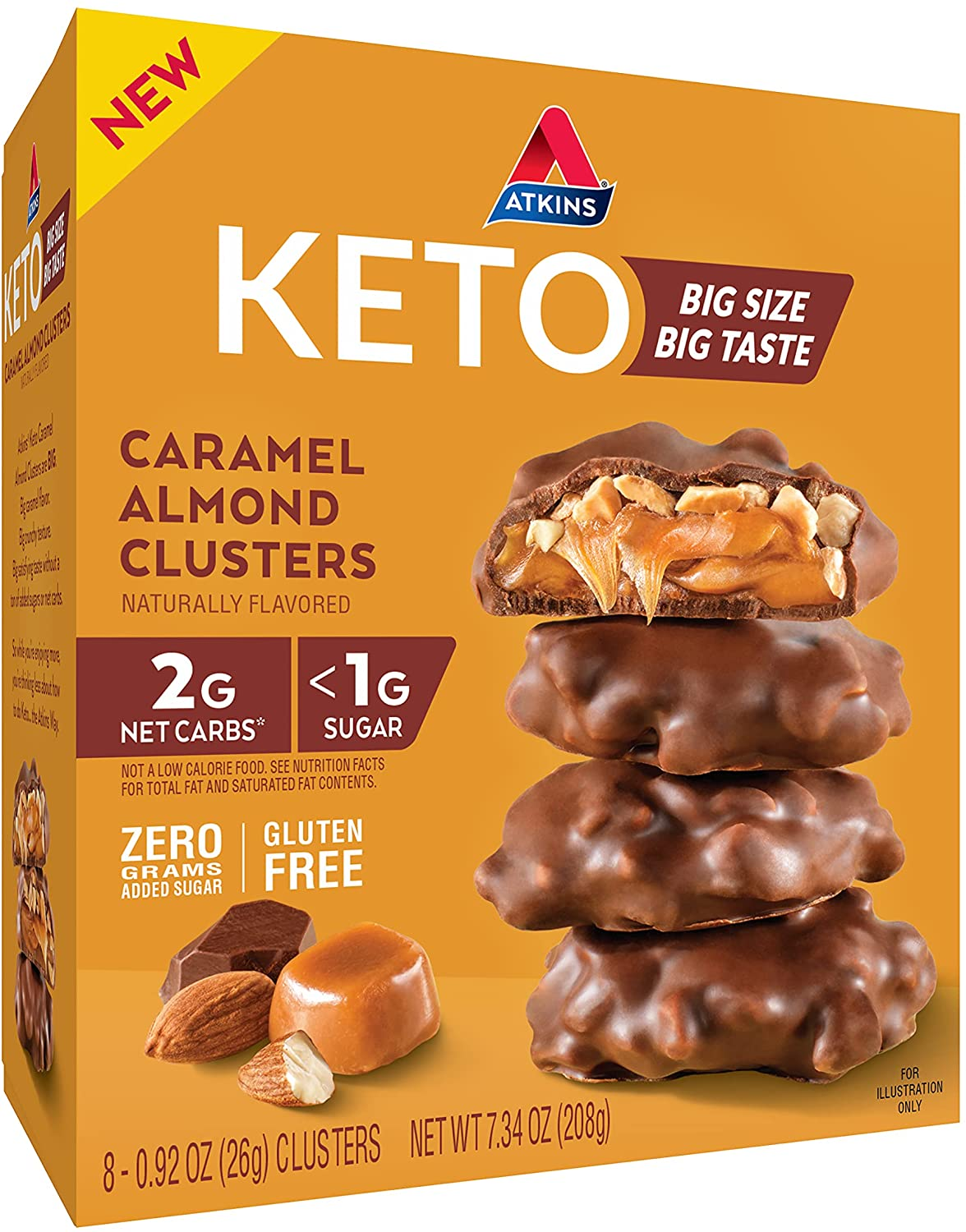 Atkins Keto Caramel Almond Clusters, Keto-Friendly, 8 Count