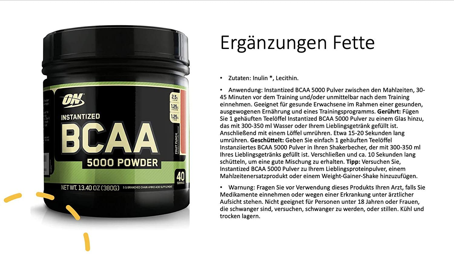 Instantized BCAA Powder, Keto Friendly Branched Chain Essential Amino Acids, 5000Mg, Fruit Punch,13.40 Oz, 40 Servings (Packaging May Vary)