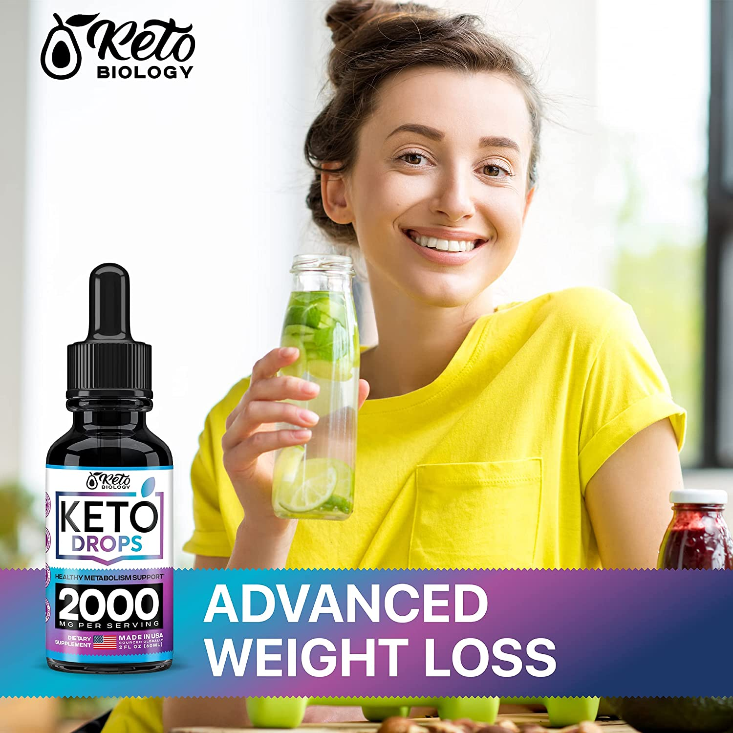 Keto Diet Drops with BHB Exogenous Ketones - Made in USA - Fat Burner & Appetite Suppressant - Natural Keto Liquid - Keto Weight Loss