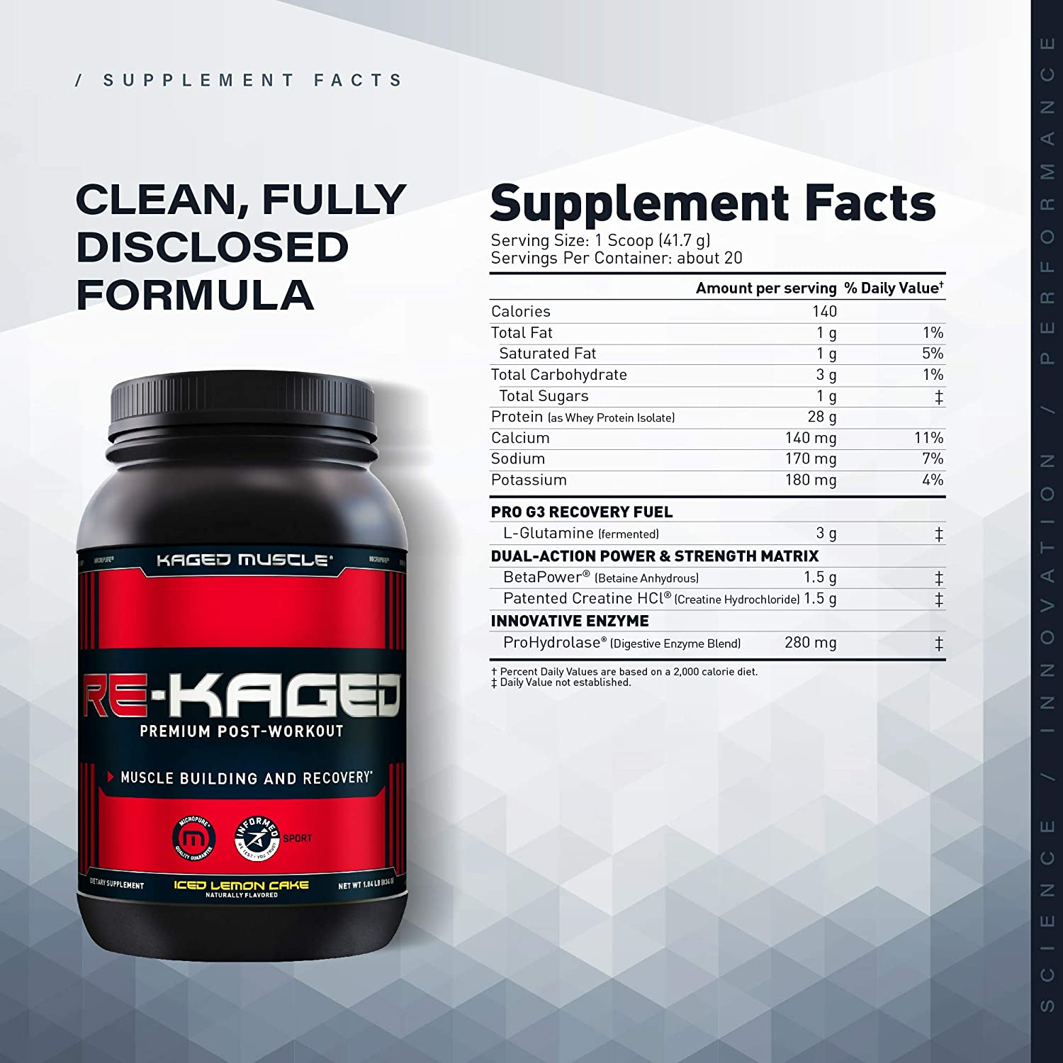 Post Workout Protein Powder, RE-KAGED Whey Protein Powder, Great Tasting Protein Shake with Whey Protein Isolate for Fast Post Workout Recovery with Complete Bcaas & Eaas (Iced Lemon Cake)