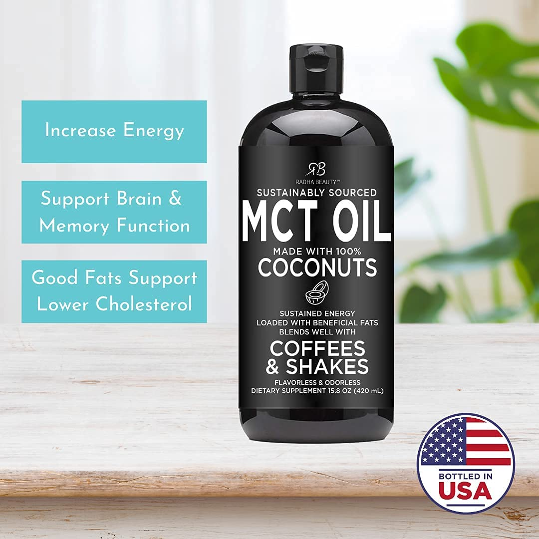 Premium MCT Oil Made Only from Non-Gmo Coconuts - 15.8Oz. Keto, Paleo, Gluten Free and Vegan Approved.