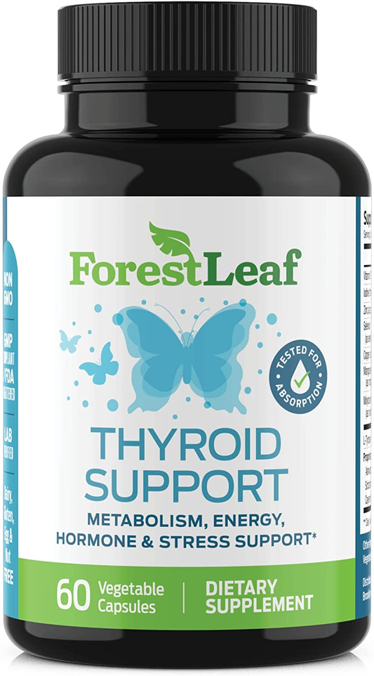 Thyroid Support Supplement with Iodine - All Natural Mineral and Vitamin Complex with B12, Zinc, Selenium, and More - 60 Caps (30 Day Supply) - by