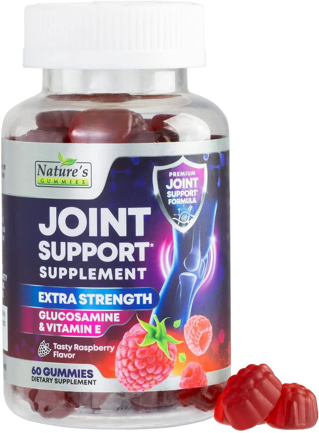 Joint Support Gummies Extra Strength Glucosamine & Vitamin E - Natural Joint & Flexibility Support Gummy - Best Cartilage & Immune Health Support Supplement for Women & Men - 60 Gummies