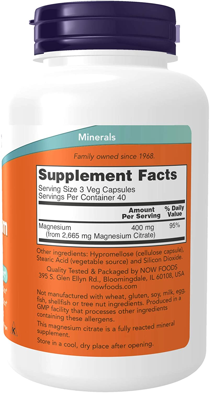 Supplements, Magnesium Citrate, Enzyme Function*, Nervous System Support*, 120 Veg Capsules