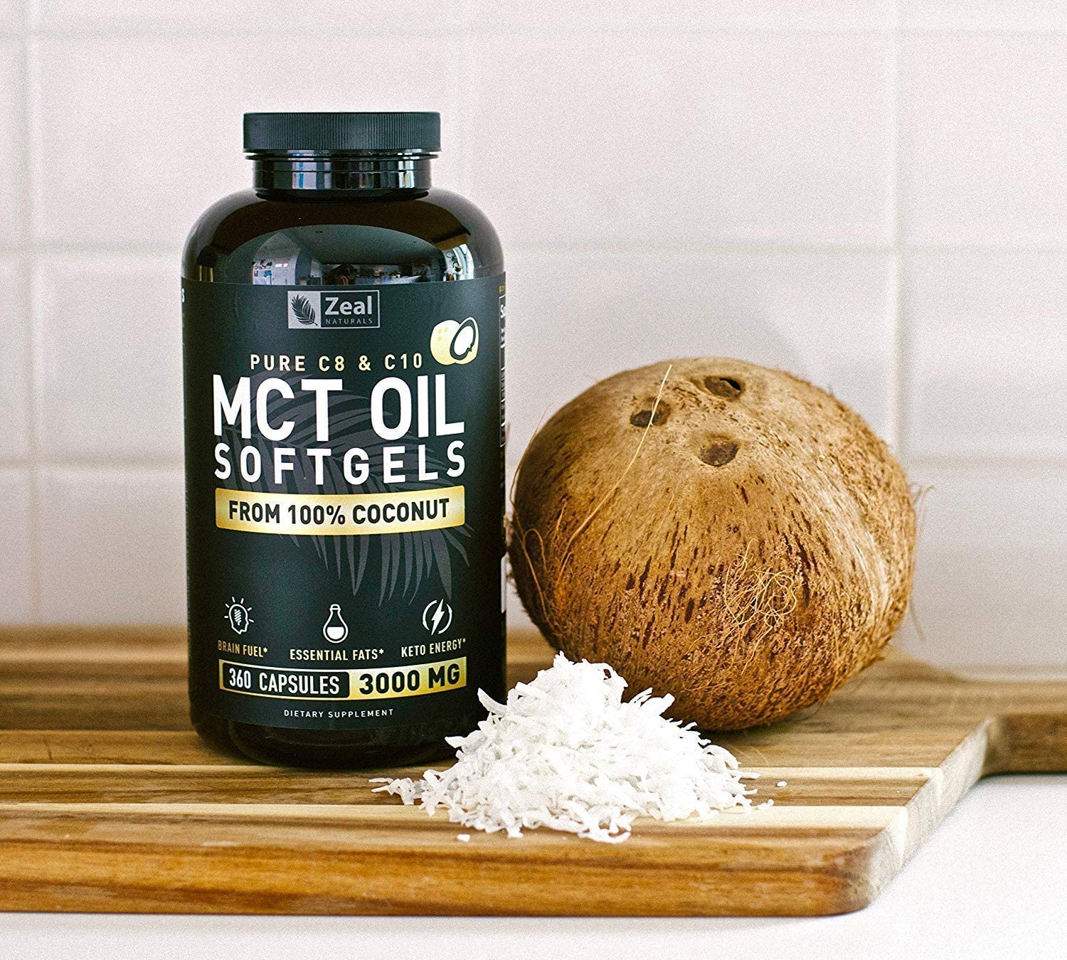 Pure MCT Oil Capsules (360 Softgels | 3000Mg) 4 Month Supply MCT Oil Keto Pills W Unrefined Coconut Oil - C10 & C8 MCT Oil Coconut Oil Capsules - Keto Brain Fuel, Keto Energy, Octane Oil Ketosis Pills