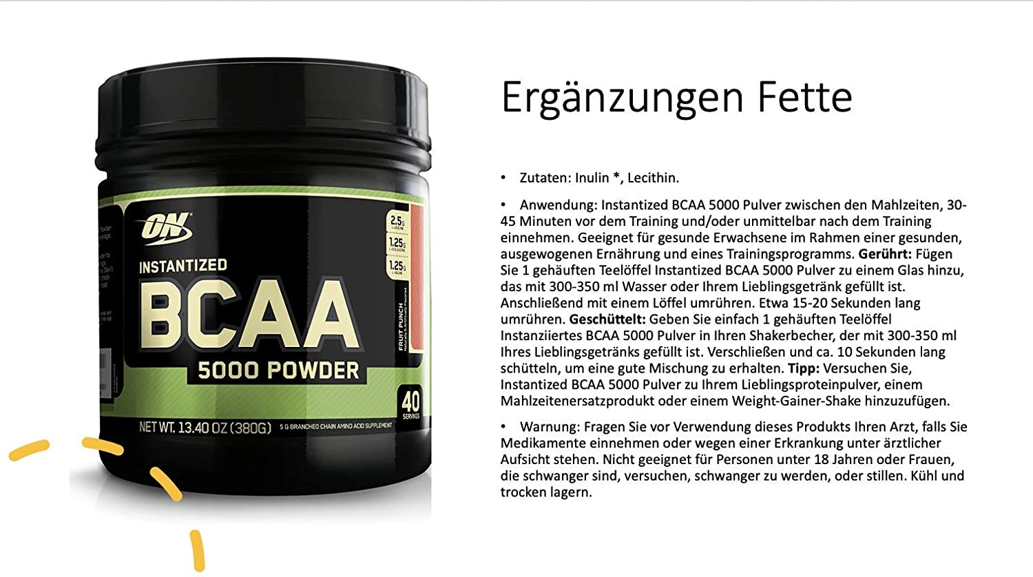 Instantized BCAA Powder, Keto Friendly Branched Chain Essential Amino Acids, 5000Mg, Fruit Punch,13.40 Oz, 40 Servings (Packaging May Vary)