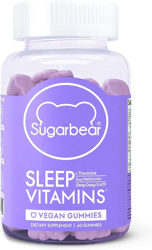 Sleep, Vegan Gummy Vitamins with Melatonin, 5-HTP, Magnesium, L-Theanine, Valerian Root, Lemon Balm (1 Month Supply),60 Count (Pack of 1),SLPBTL