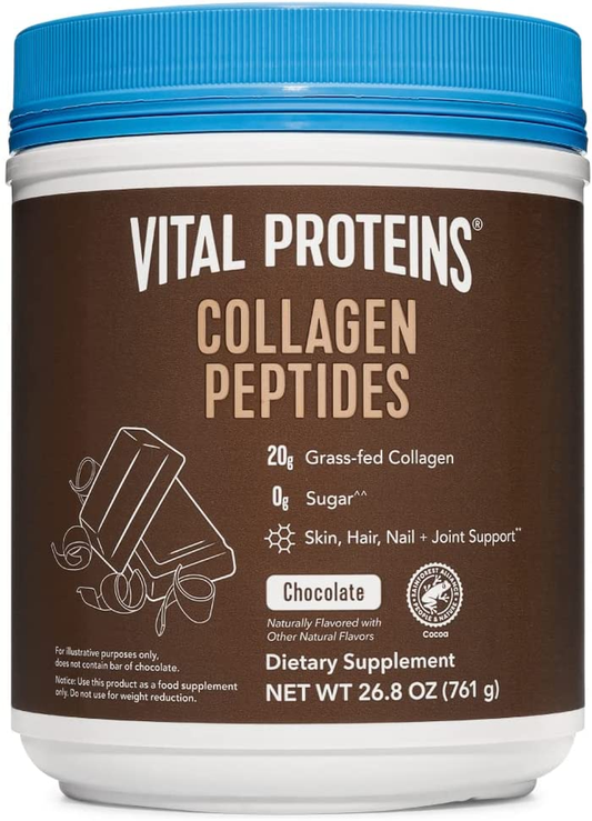 Chocolate Collagen Powder Supplement (Type I, III) for Skin Hair Nail Joint - Hydrolyzed Collagen - Dairy and Gluten Free - 27G per Serving - Chocolate Flavor, 26.8 Oz Canister