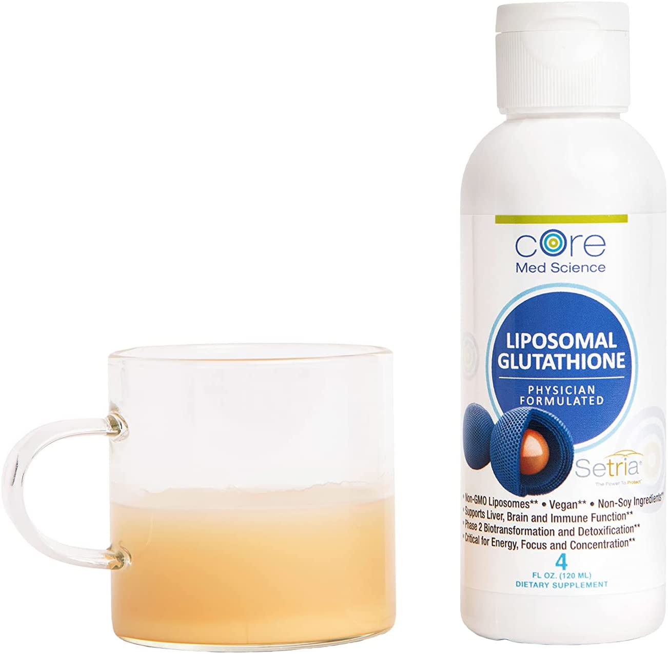 Liposomal Glutathione by Core Med Science - 500Mg - 4 Fl Oz - Setria® - Antioxidant Supplement - Made in USA