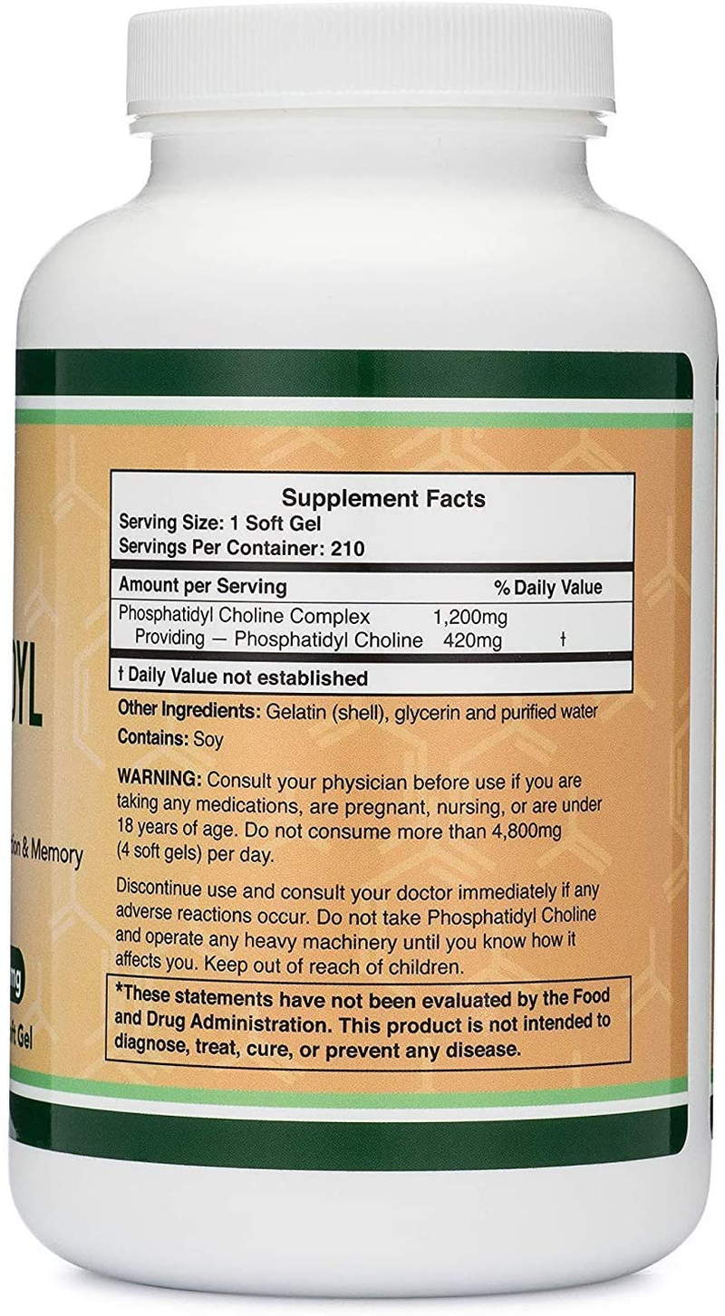 Phosphatidylcholine 1,200Mg – 210 Softgels – Enhanced Version of Sunflower and Soy Lecithin - Non-Gmo, Manufactured and Tested in the USA to Support Brain Health by