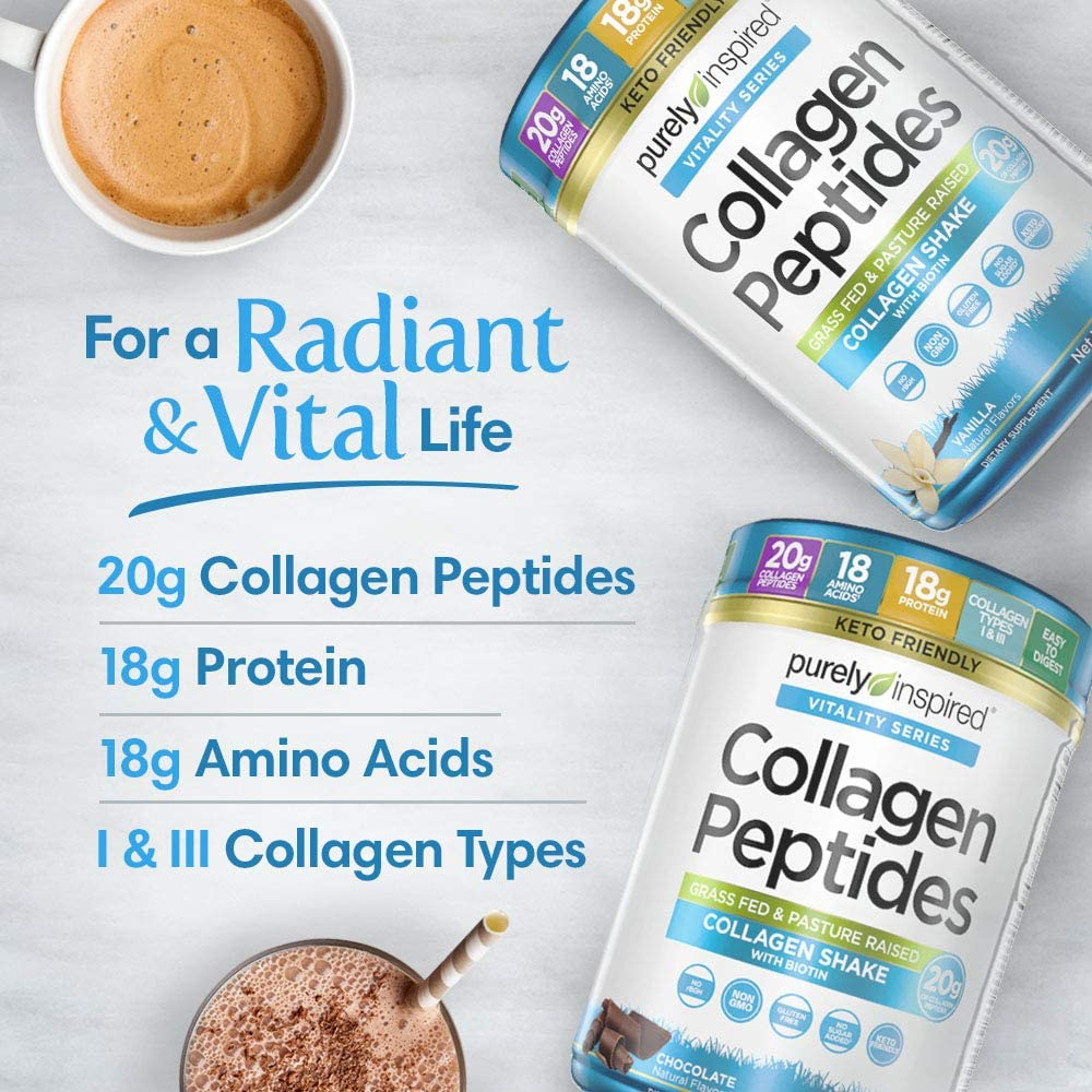 Collagen Powder |  Collagen Peptides Powder | Collagen Supplements for Women and Men | Collagen Protein Powder with Biotin | Keto Friendly & Non-Gmo | Chocolate, 1.26 Lbs (23 Servings)