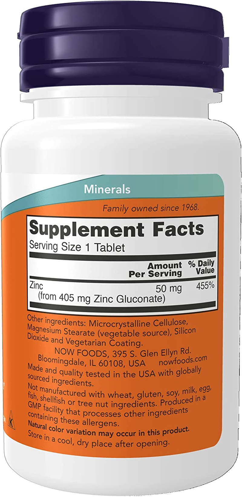 Supplements, Zinc (Zinc Gluconate) 50 Mg, Supports Enzyme Functions*, Immune Support*, 100 Tablets