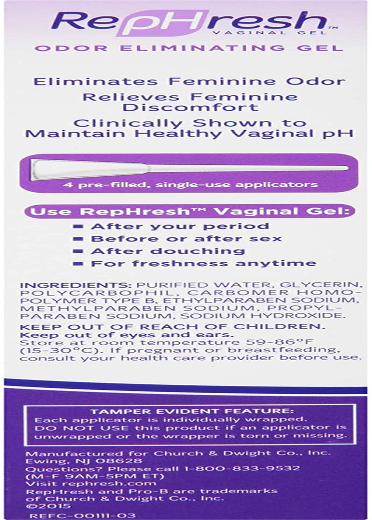 Odor Eliminating Vaginal Gel, 4Ct (0.07Oz)