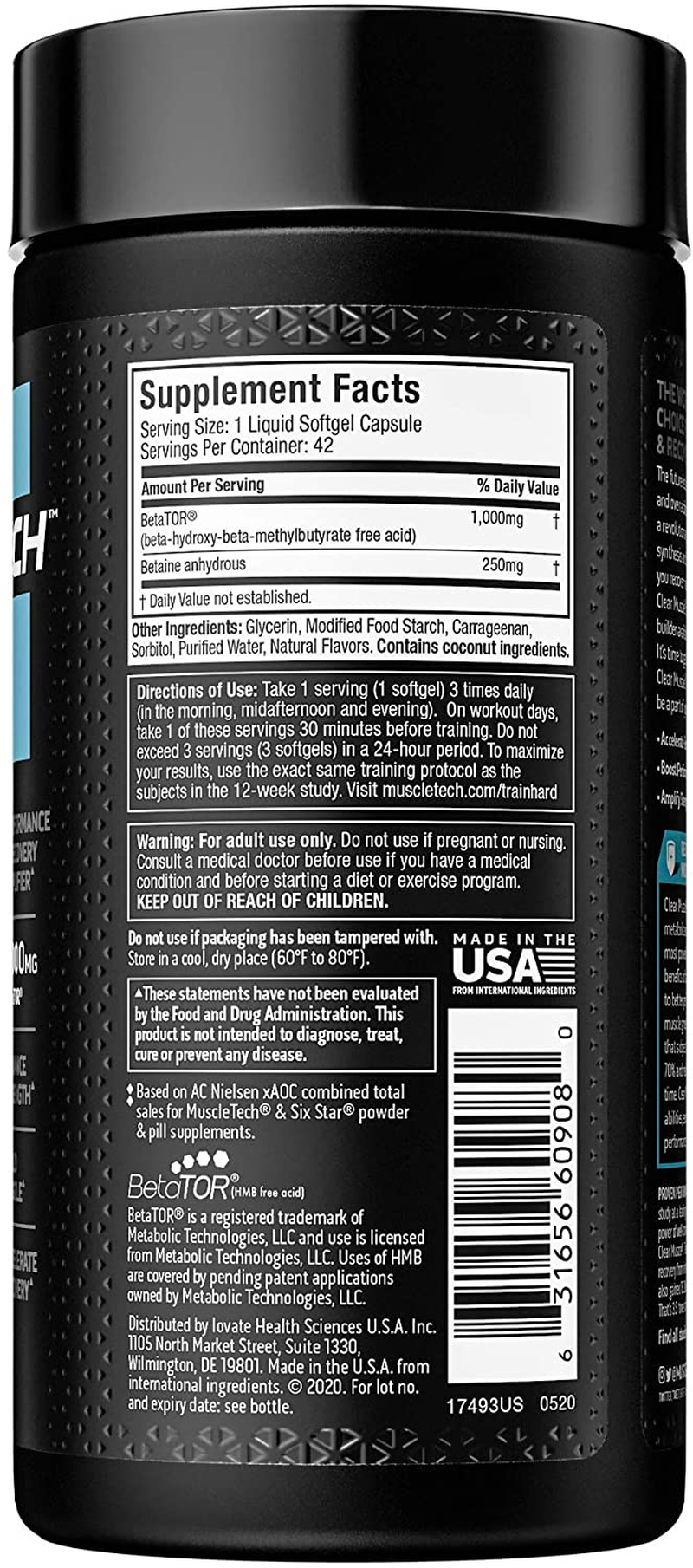 Muscle Recovery |  Clear Muscle Post Workout Recovery | Muscle Builder for Men & Women | HMB Supplements | Sports Nutrition Post Workout Recovery & Muscle Building Supplements, 42 Ct