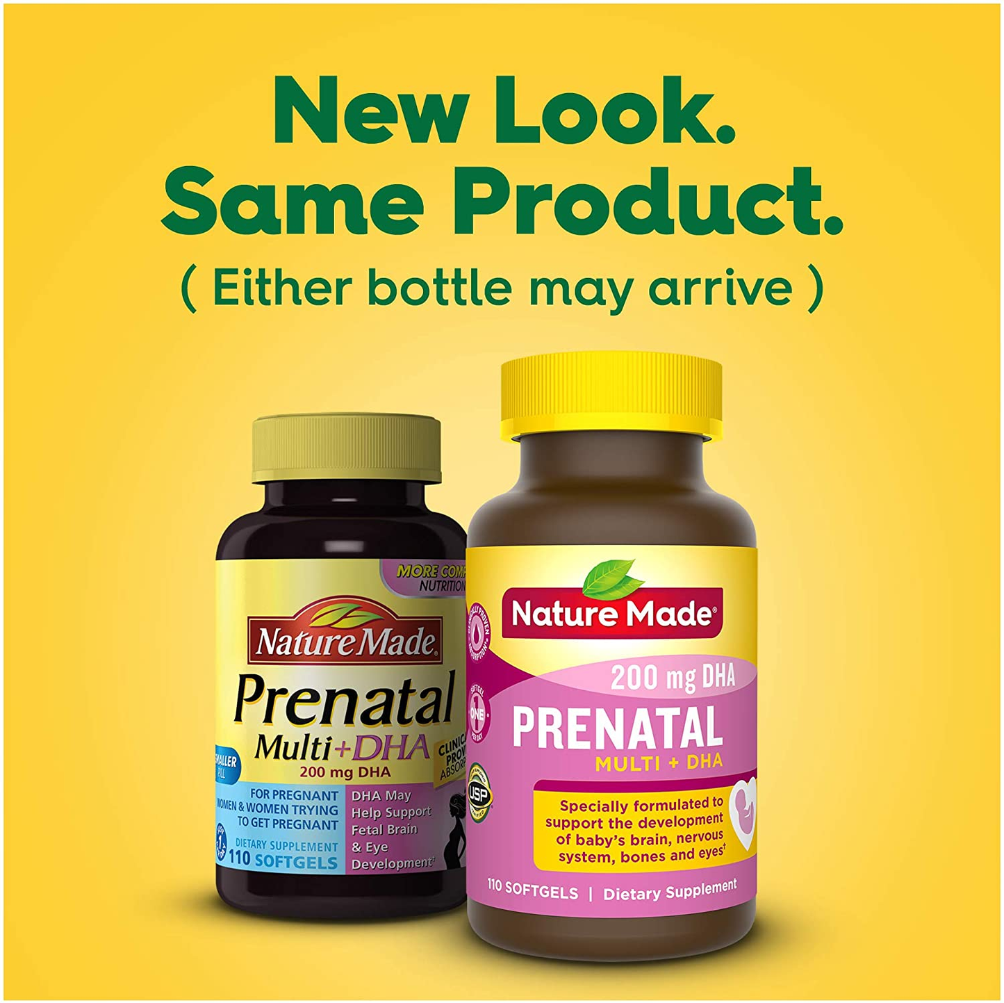 Prenatal with Folic Acid + DHA, Dietary Supplement for Daily Nutritional Support, 110 Softgels, 110 Day Supply