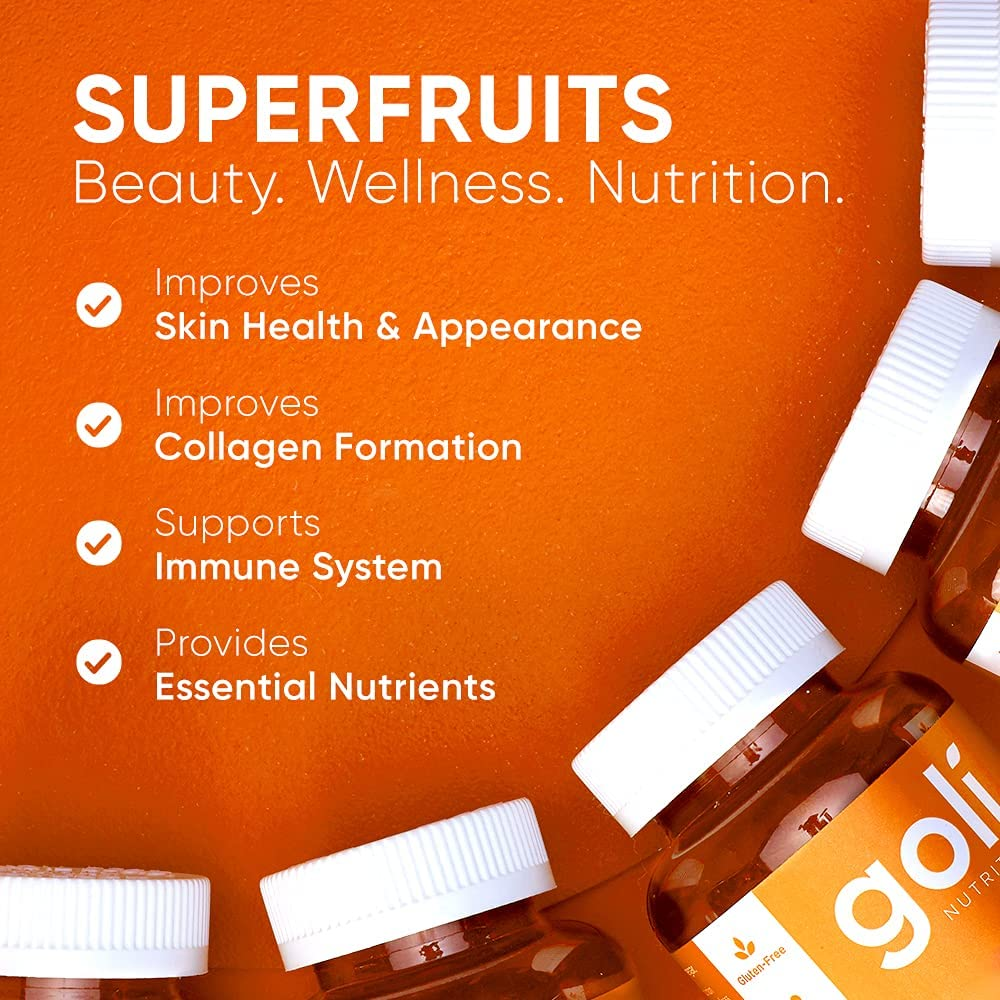 SUPERFRUITS Vitamin Gummy by  Nutrition 60 Ct - with Collagen-Enhancing Ingredients. Radiate. Rejuvenate. Refresh (Mixed Fruit, Vegan, Plant-Based, Non-Gmo, Gluten-Free & Gelatin Free)