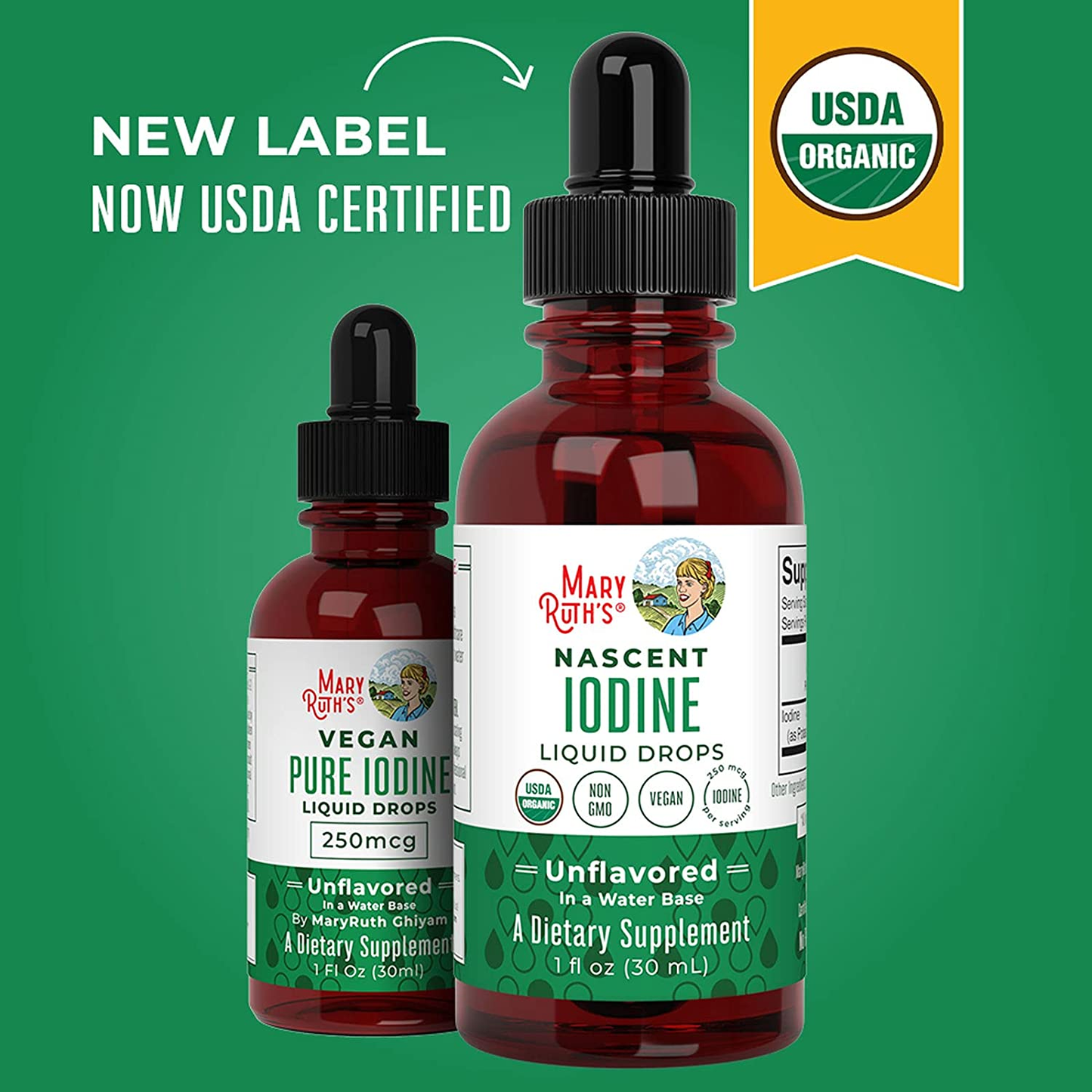 Potassium Iodide | Iodine Supplement | 1 Year Supply | Iodine Drops | USDA Organic | Nascent Iodine | Vegan