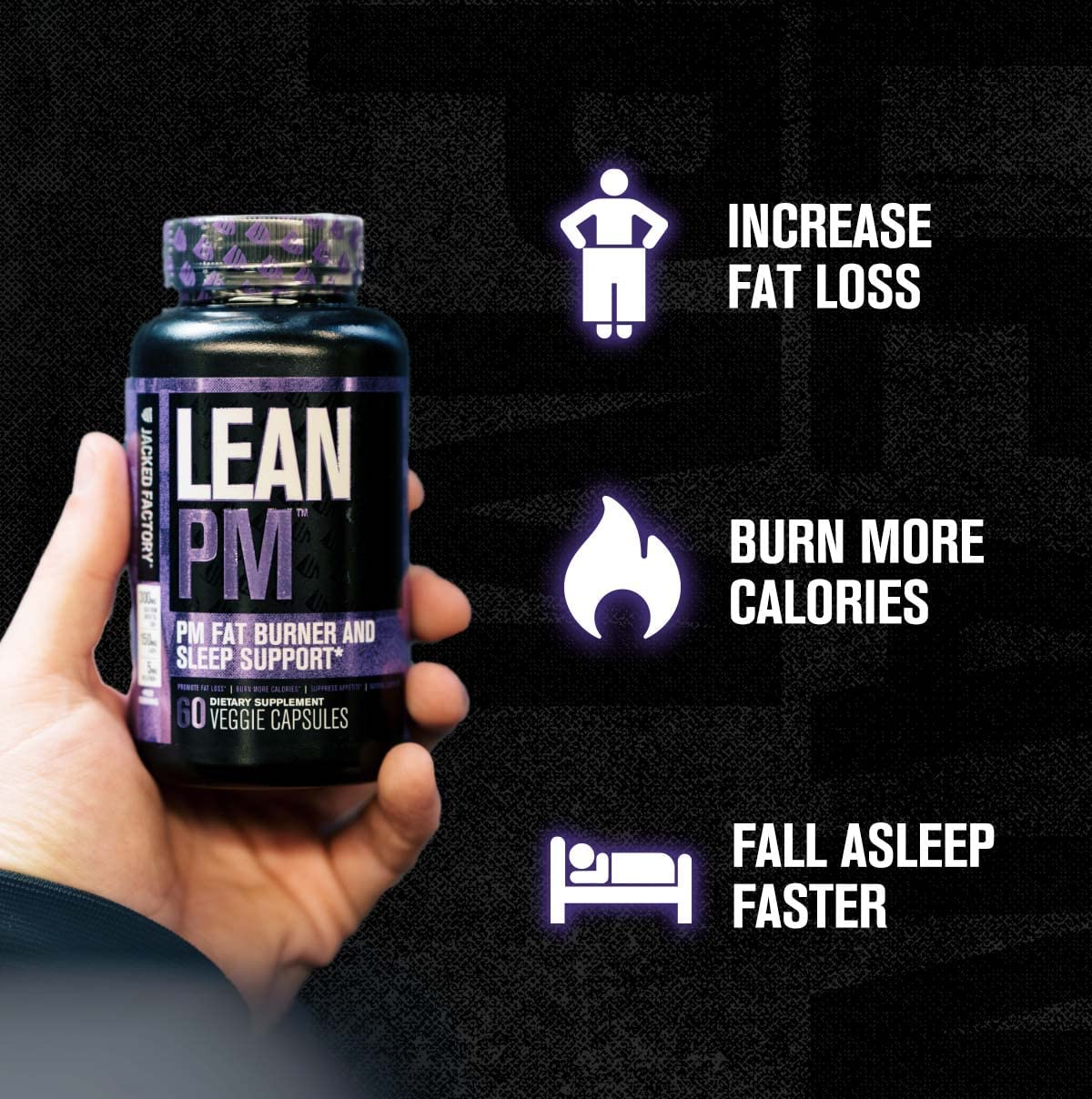 Lean PM Night Time Fat Burner, Sleep Aid Supplement, & Appetite Suppressant for Men and Women - 60 Stimulant-Free Veggie Weight Loss Diet Pills