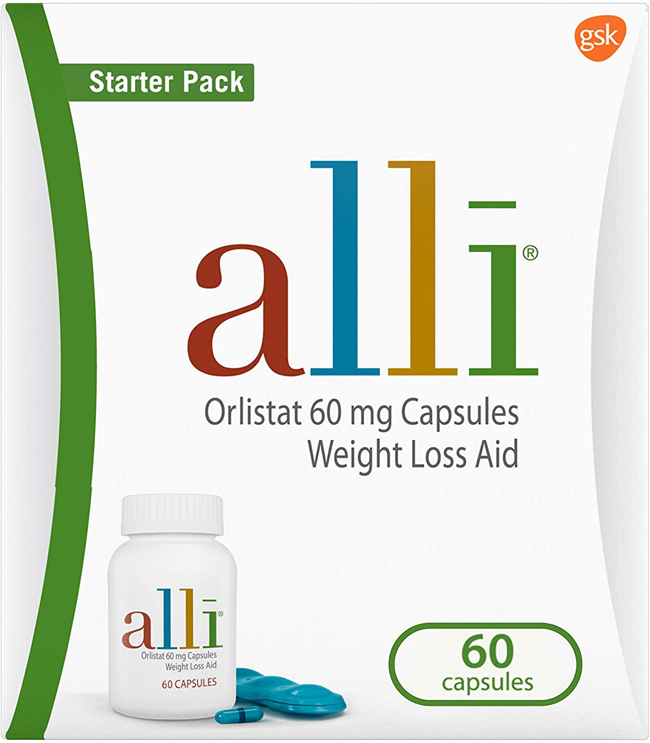 Diet Weight Loss Supplement Pills, Orlistat 60Mg Capsules Starter Pack, Non Prescription Weight Loss Aid, 60 Count