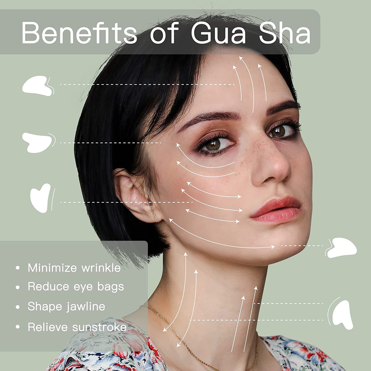 Gua Sha,Natural Jade Gua Sha, Guasha Tool for Face, Gua Sha Facial Tools Body Massage Tool Skin Care SPA Acupuncture