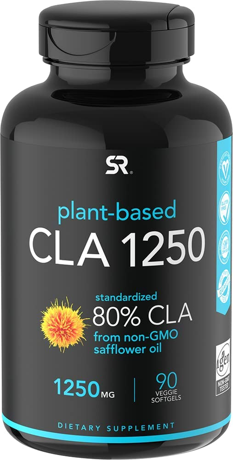 Vegan CLA 1250 - 90 Veggie Softgels | Non-Stimulating Conjugated Linoleic Acid (CLA) | Gluten Free, Non-Gmo Verified