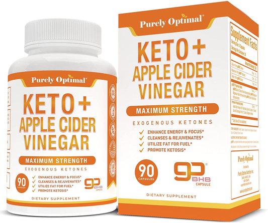 Premium Keto Pills + Apple Cider Vinegar Capsules with Mother - Utilize Fat for Energy with Ketosis, Boost Energy & Focus, Manage Cravings, Metabolism Support - Bhb Keto Diet Pills for Women, Men