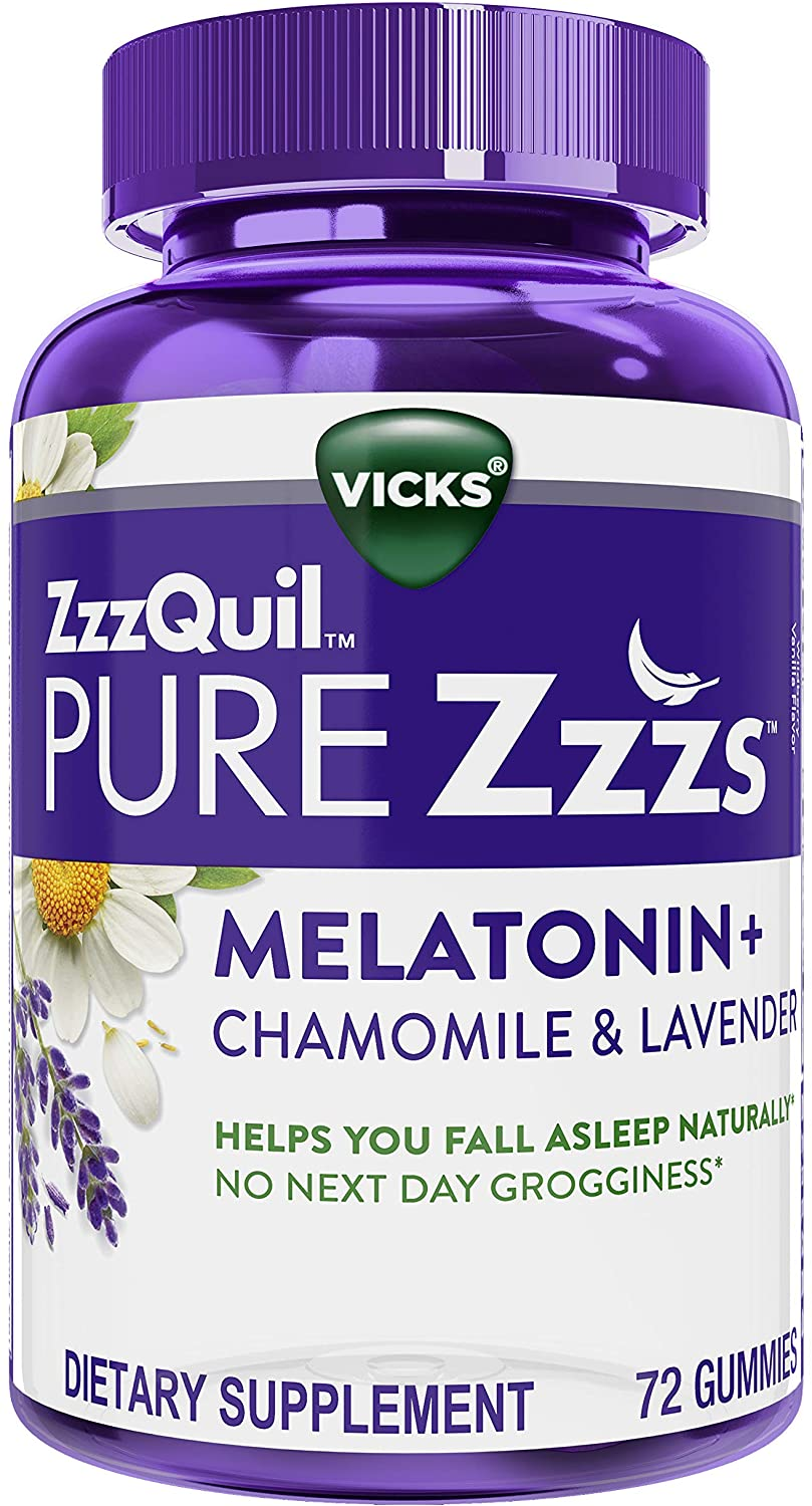 Pure Zzzs Melatonin Sleep Aid Gummies, Helps You Fall Asleep Naturally, Wildberry Vanilla Flavor, Chamomile Lavender & Valerian Root, 1Mg per Gummy, 72 Count