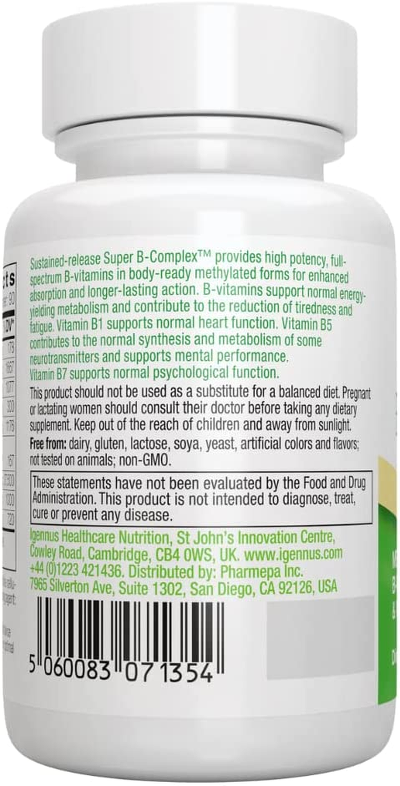 Super B-Complex – Methylated Sustained Release B Complex & Vitamin C, Folate & Methylcobalamin, Vegan, 60 Small Tablets