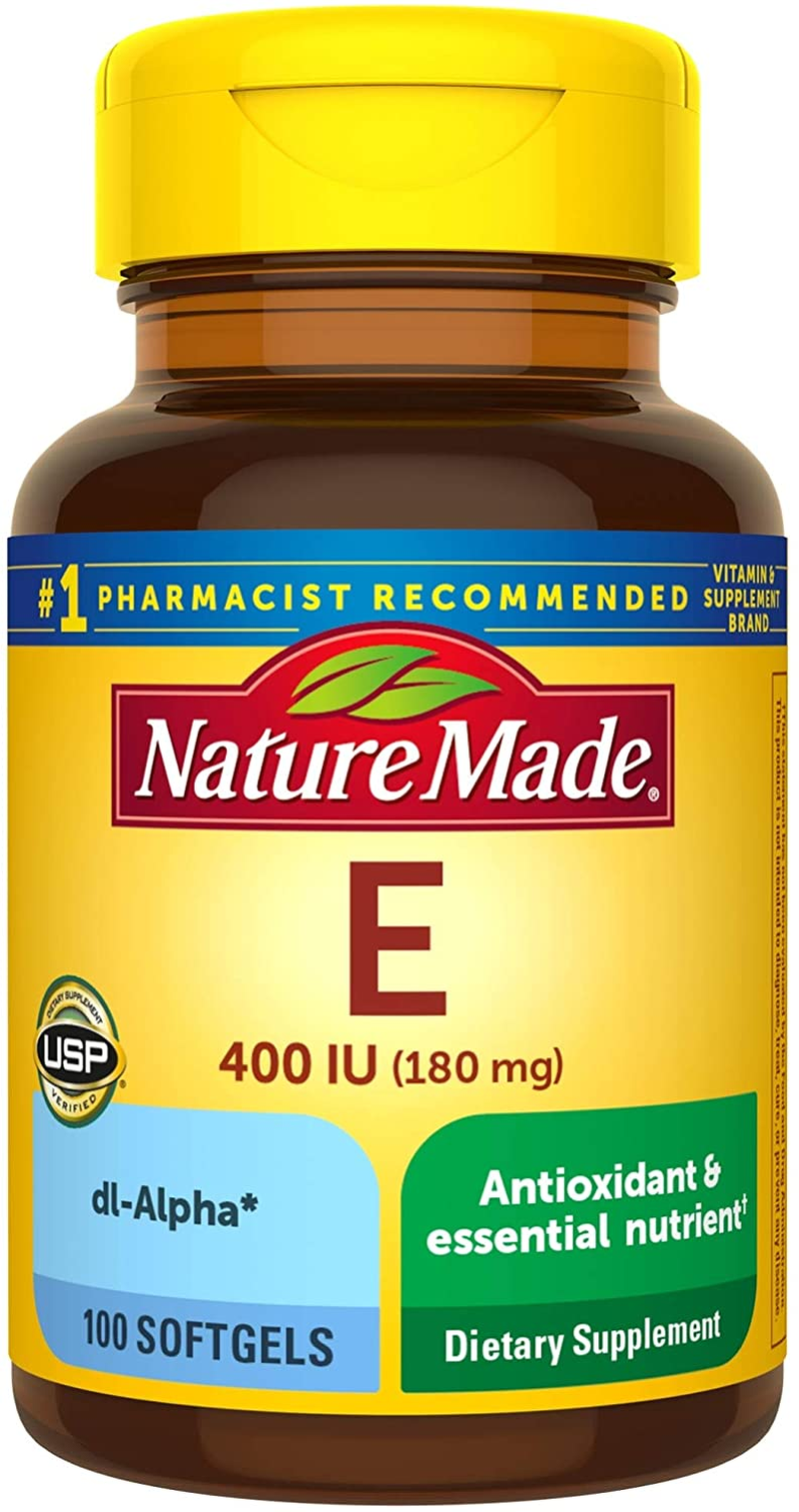 Vitamin E 180 Mg (400 IU) Dl-Alpha, Dietary Supplement for Antioxidant Support, 100 Softgels, 100 Day Supply