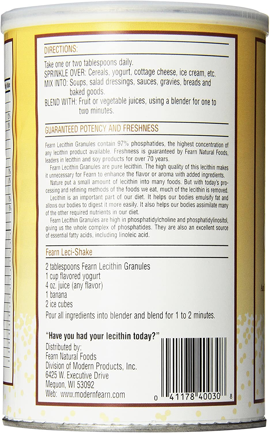 Natural Foods Lecithin Granules, 16 Ounce