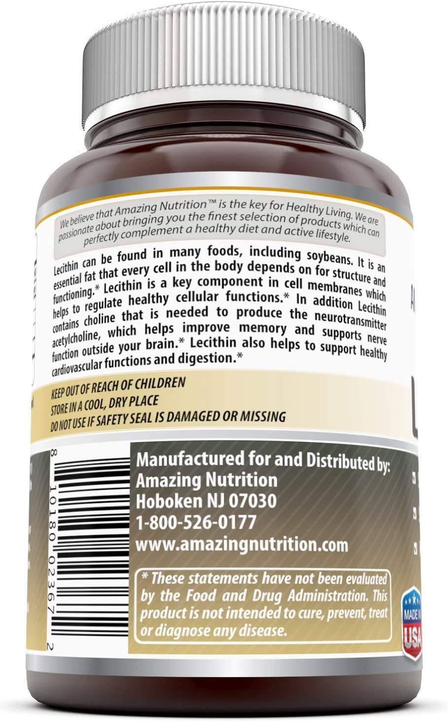 Amazing Formulas Lecithin Dietary Supplement * 1200 Mg High Potency Lecithin Softgels (Non Gmo,Gluten Free) -Promotes Brain & Cardiovascular Health * Aids in Cellular Activities * 240 Softgels