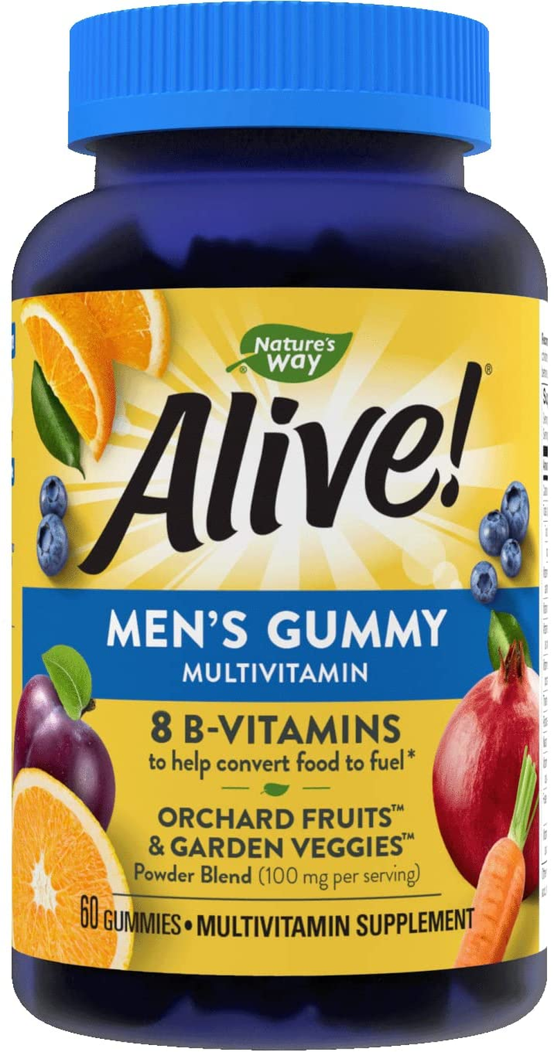 Alive! Men'S Gummy Multivitamin and B-Vitamins, Fruit Flavored, 60 Gummies