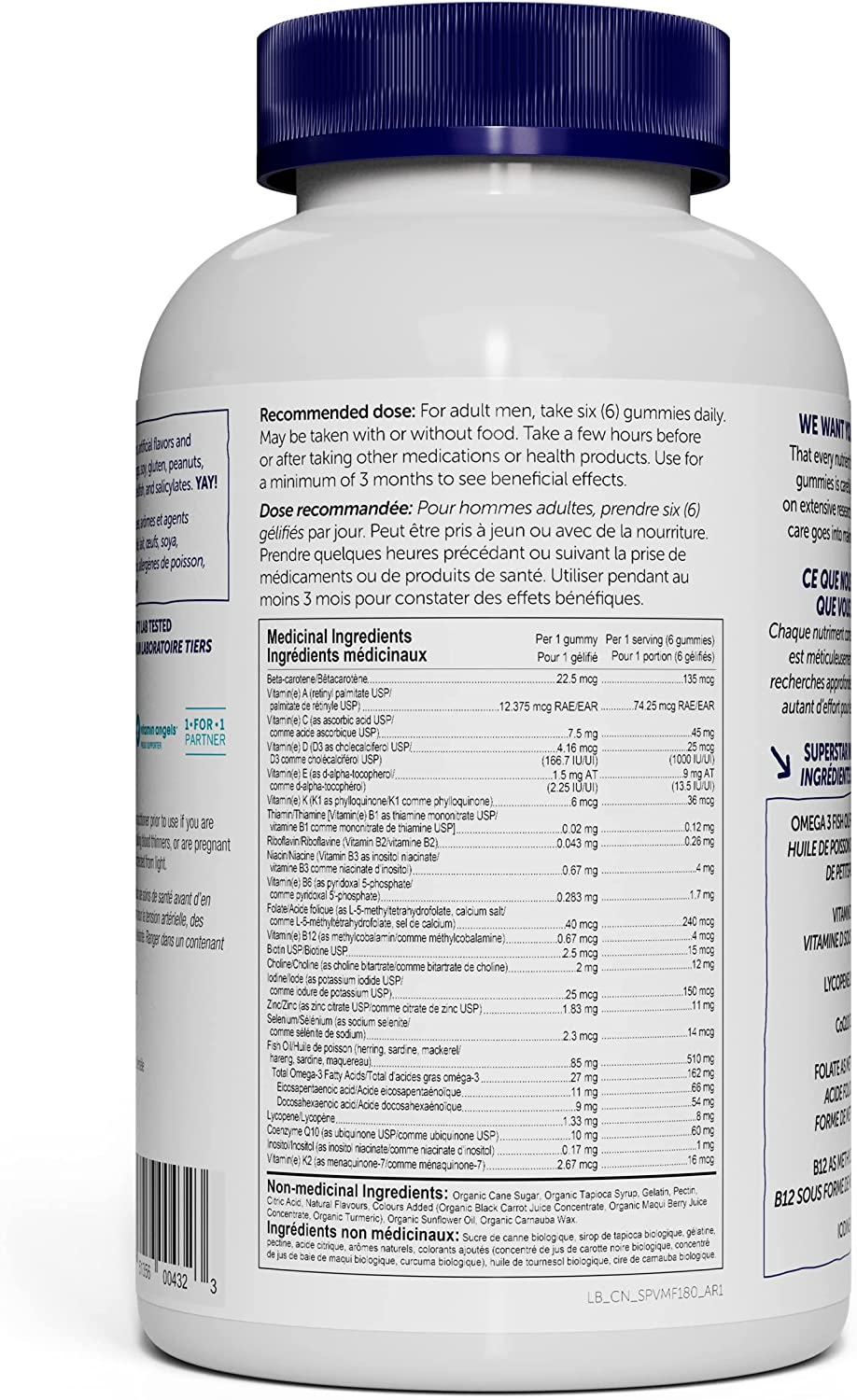 Men'S Formula, Daily Multivitamin for Men: Vitamins C, D3, Zinc, Omega 3, Coq10, & B12 for Immune Support, Energy, Prostate & Heart Health, Fruit Flavor, 180 Gummies (30 Day Supply)