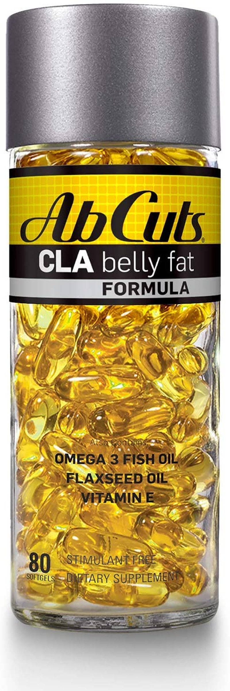 Ab Cuts CLA Belly Fat Formula - 80 Easy-To-Swallow Softgels - Omega 3 Fish Oil, Flaxseed Oil and Vitamin E - Helps Increase Antioxidant Supply and Healthy Body Composition