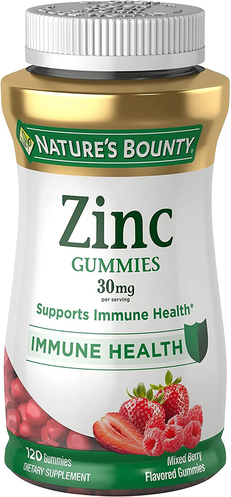 Nature’S Bounty Zinc Gummies, Immune Support Gummies, Supports Skin & Antioxidant Health, Mixed Berry, 30Mg, 120 Count