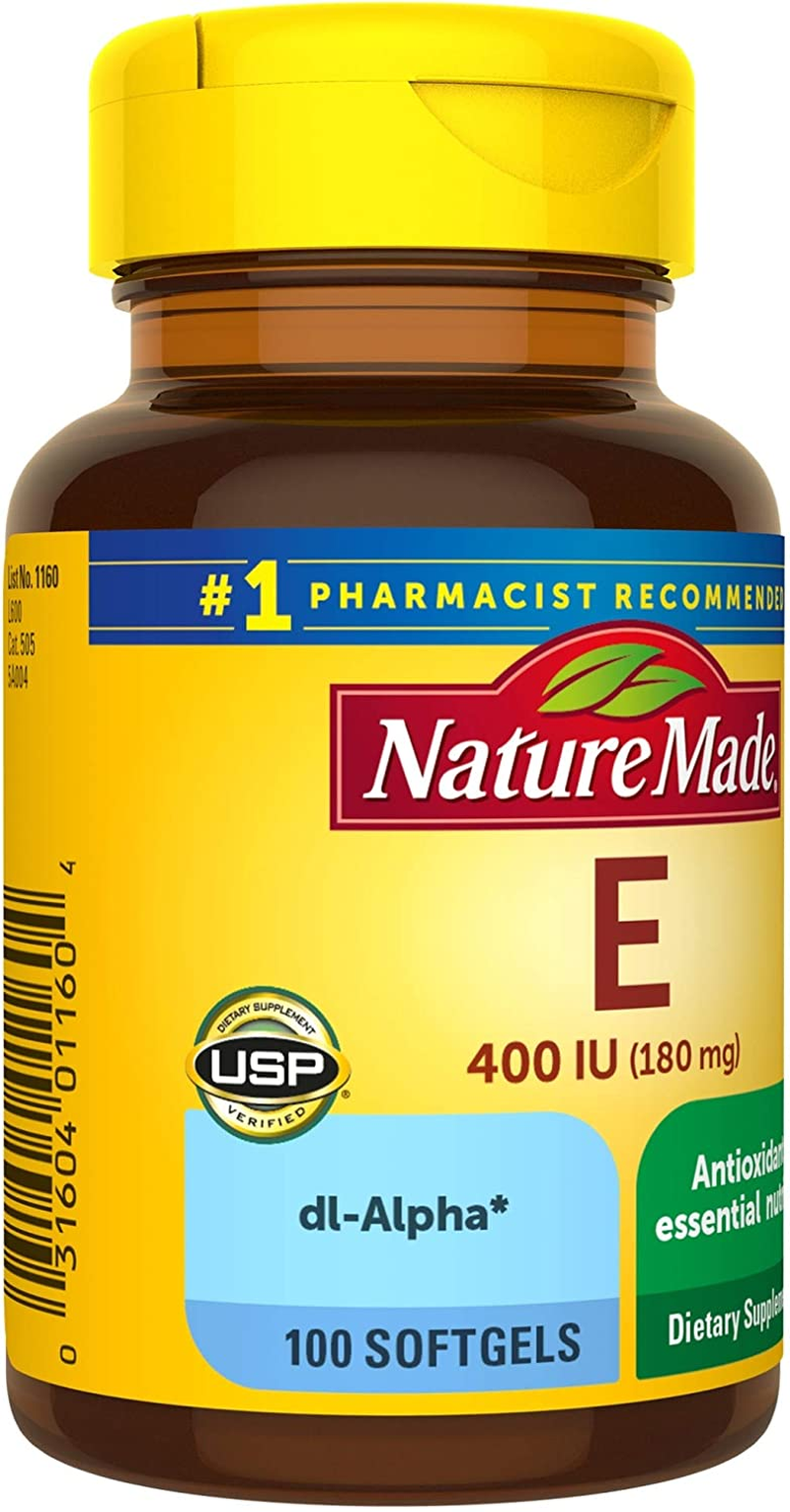 Vitamin E 180 Mg (400 IU) Dl-Alpha, Dietary Supplement for Antioxidant Support, 100 Softgels, 100 Day Supply