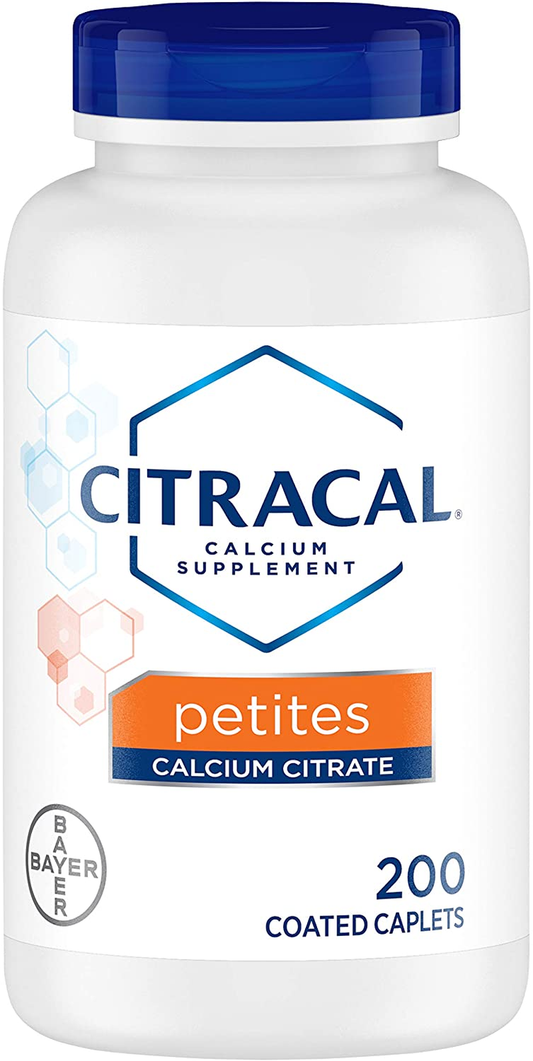 Petites, Highly Soluble, Easily Digested, 400 Mg Calcium Citrate with 500 IU Vitamin D3, Bone Health Supplement for Adults, Relatively Small Easy-To-Swallow Caplets, 200 Count