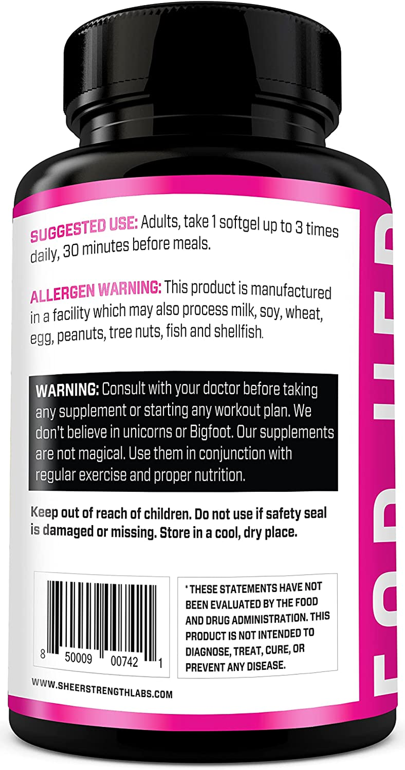 Extra Strength CLA for Women - 1500Mg High Potency Weight Management Supplement - Stimulant-Free Conjugated Lineolic Acid from Safflower Oil - 120 Ct -  - Packaging May Vary