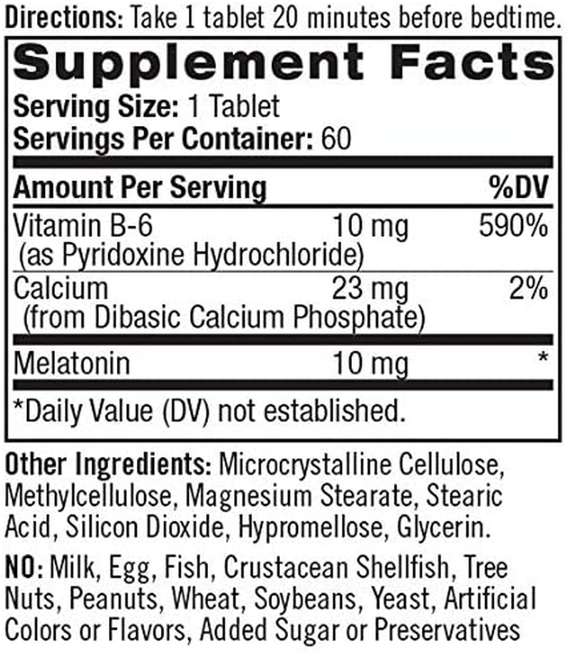 Melatonin Advanced Sleep Tablets with Vitamin B6, Helps You Fall Asleep Faster, Stay Asleep Longer, 2-Layer Controlled Release, 100% Drug-Free, 10Mg, 60 Count