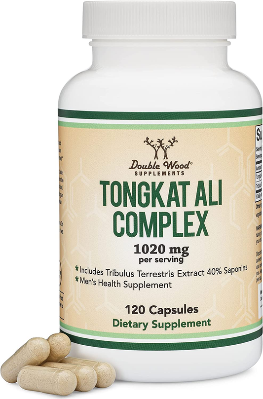 Tongkat Ali Extract 200 to 1 (Longjack) Eurycoma Longifolia, 1020Mg per Serving, 120 Capsules - Testosterone and Men'S Health Support, with 20Mg Tribulus Terrestris by